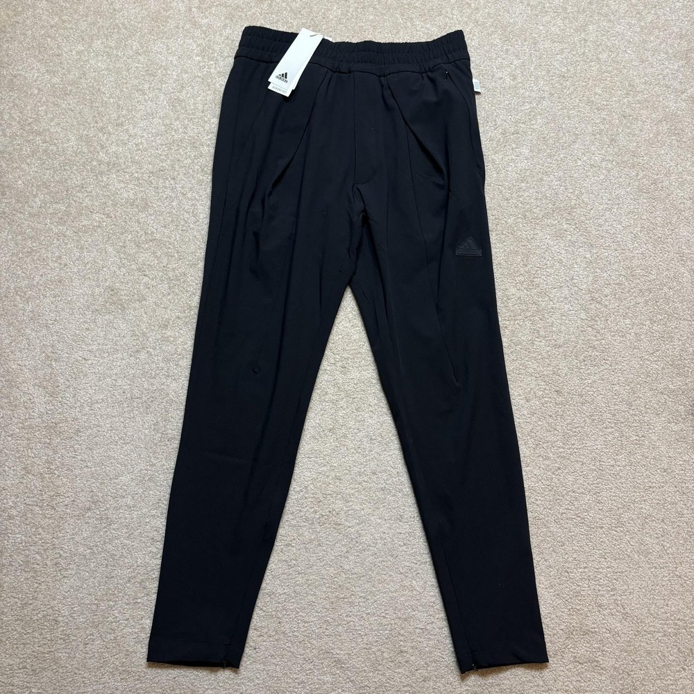 NWT Adidas AEROREADY Track Pants Mens Medium Black Woven Zip Pockets Tapered